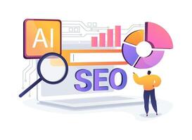 AI-Powered SEO Optimization abstract concept illustration. vector