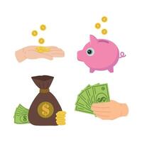 financial icons. A set of colorful flat icons with images of money and financial symbols. A set of icons for business. High quality. vector