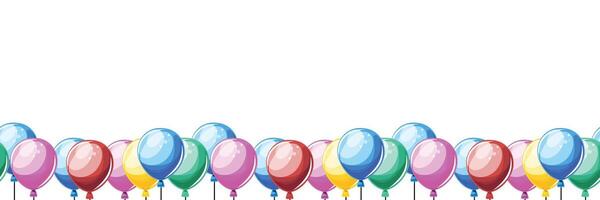 Vibrant horizontal banner featuring colorful balloons, great for festivals, birthdays, and joyful events vector