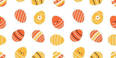 seamless pattern with easter eggs. Cute easter eggs on white background in flat design. Wrapping paper design. Easter spring seamless pattern illustration. vector