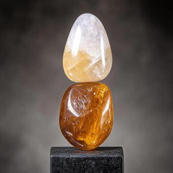 equilibrado piedras en un oscuro superficie foto