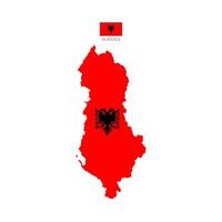 Illustration of map of Albania territories. White flat map with borders on a white background, featuring the national flag. Highly detailed. vector