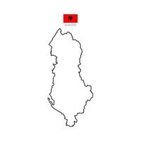 Illustration of a map of Albania with flag. White flat map with black borders on a white background. Highly detailed. vector