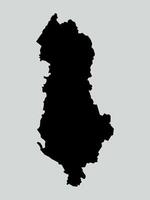 Illustration of a map of Albania territories. White flat map with black borders on a white background. Highly detailed with flag. vector