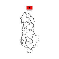 Illustration of a map of Albania divided into states and territories. White flat map with black borders on a white background. Highly detailed. vector