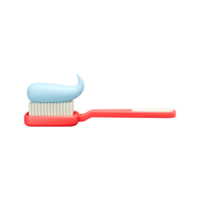 a 3d rendered illustration of pink toothbrush with toothpaste png