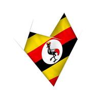 Sketched crooked heart with Uganda flag vector