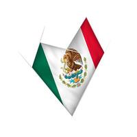 Sketched crooked heart with Mexico flag vector