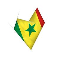 Sketched crooked heart with Senegal flag vector