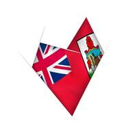 Sketched crooked heart with Bermuda flag vector