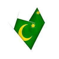 Sketched crooked heart with Cocos Islands flag vector