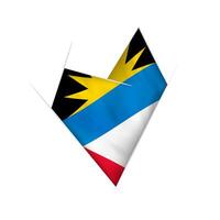 Sketched crooked heart with Antigua and Barbuda flag vector