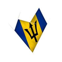 Sketched crooked heart with Barbados flag vector