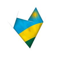 Sketched crooked heart with Rwanda flag vector