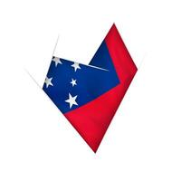 Sketched crooked heart with Samoa flag vector