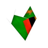 Sketched crooked heart with Zambia flag vector