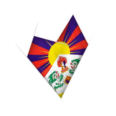 Sketched crooked heart with Tibet flag