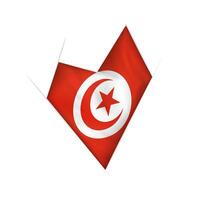 Sketched crooked heart with Tunisia flag vector