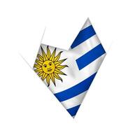 Sketched crooked heart with Uruguay flag vector