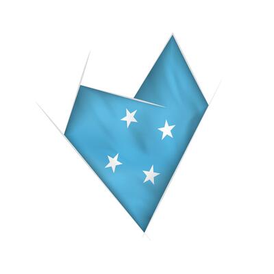 Sketched crooked heart with Micronesia flag