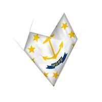 Sketched crooked heart with Rhode Island flag vector