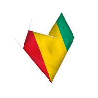 Sketched crooked heart with Guinea flag vector