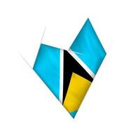 Sketched crooked heart with Saint Lucia flag vector