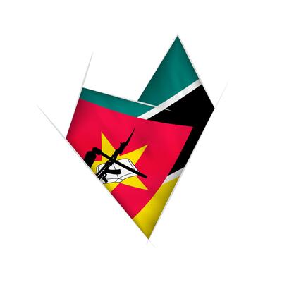Sketched crooked heart with Mozambique flag