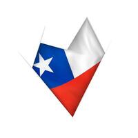 Sketched crooked heart with Chile flag vector