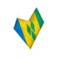 Sketched crooked heart with Saint Vincent and the Grenadines flag vector