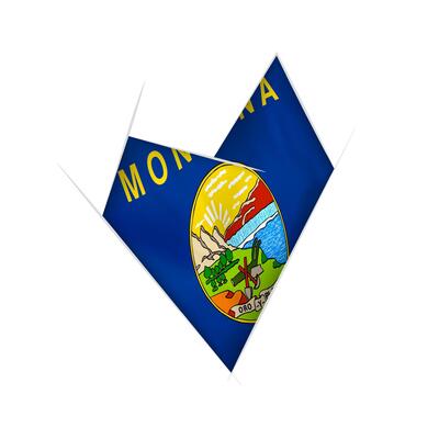 Sketched crooked heart with Montana flag