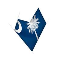 Sketched crooked heart with South Carolina flag vector