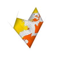 Sketched crooked heart with Bhutan flag vector