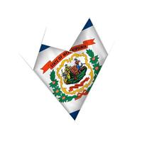 Sketched crooked heart with West Virginia flag vector