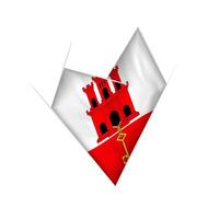 Sketched crooked heart with Gibraltar flag vector