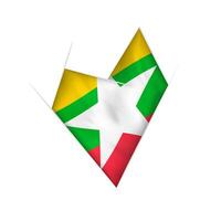 Sketched crooked heart with Myanmar flag vector