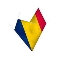 Sketched crooked heart with Chad flag vector