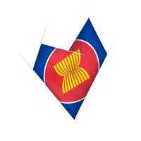 Sketched crooked heart with ASEAN flag vector
