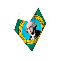 Sketched crooked heart with Washington flag vector