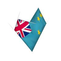 Sketched crooked heart with Tuvalu flag vector
