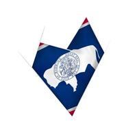 Sketched crooked heart with Wyoming flag vector