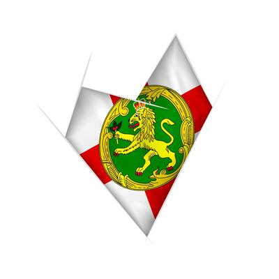 Sketched crooked heart with Alderney flag