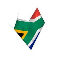 Sketched crooked heart with South Africa flag vector