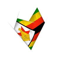 Sketched crooked heart with Zimbabwe flag vector