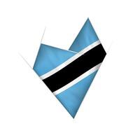 Sketched crooked heart with Botswana flag vector