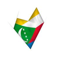 Sketched crooked heart with Comoros flag vector