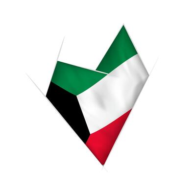 Sketched crooked heart with Kuwait flag