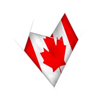 Sketched crooked heart with Canada flag