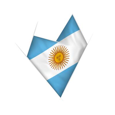 Sketched crooked heart with Argentina flag