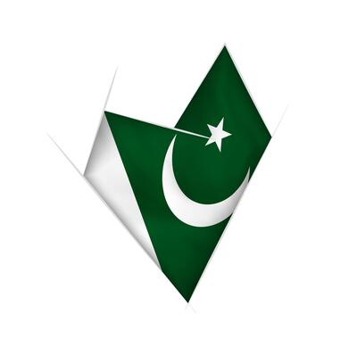 Sketched crooked heart with Pakistan flag